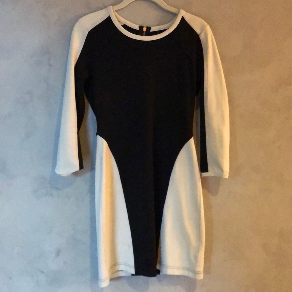 Black and white fitted dress